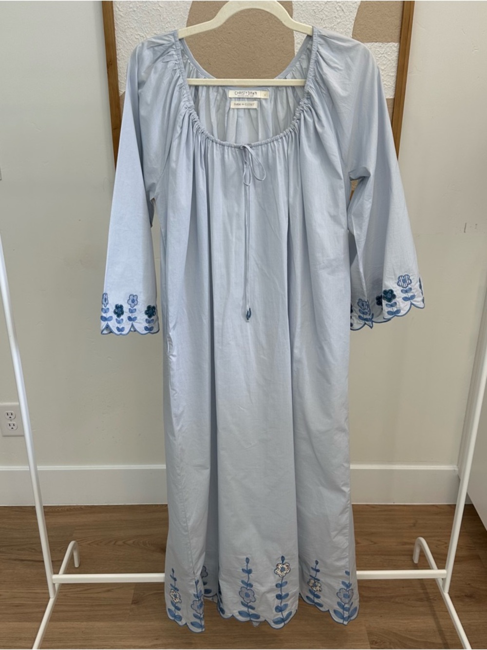 Christy Dawn Light Blue Embroidered Maxi Dress